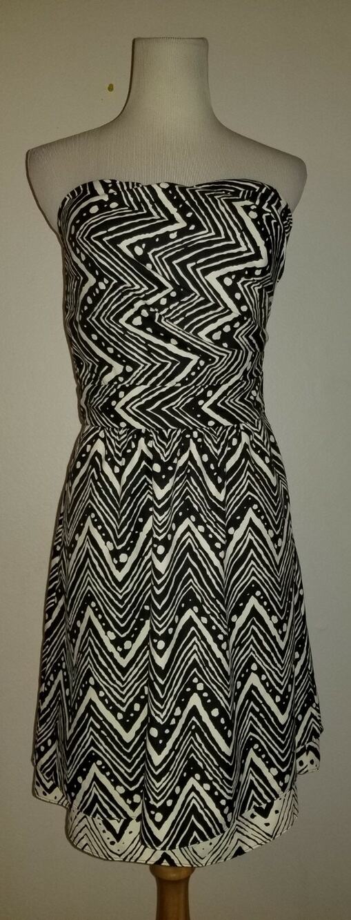 NEW THE LIMITED WOMEN SZ 6 STRAPLESS DRESS BLACK & KHAKI PRINT 3651